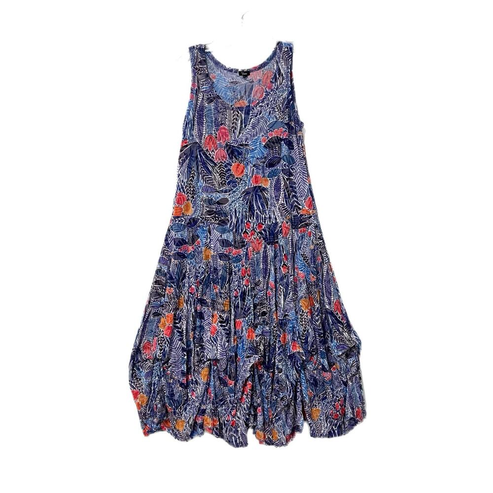Shana Maxi Dress Womens Size XS Blue Floral Sleeveless Adjustable Hemline Resort